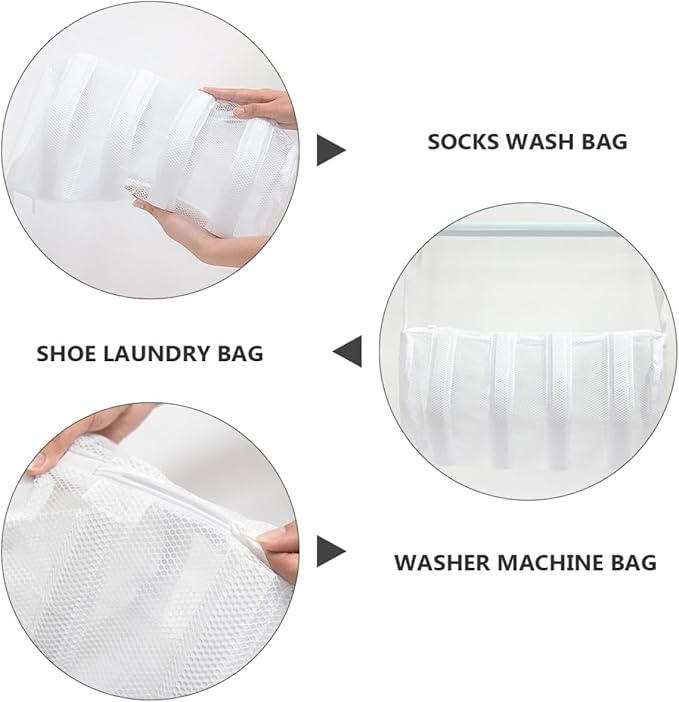 Garneck Shoe Laundry Bag Zippered Mesh Wash Bag for Shoes for Washing Machine Sneakers 3pcs Set Suitable for Machine Washing and Travel