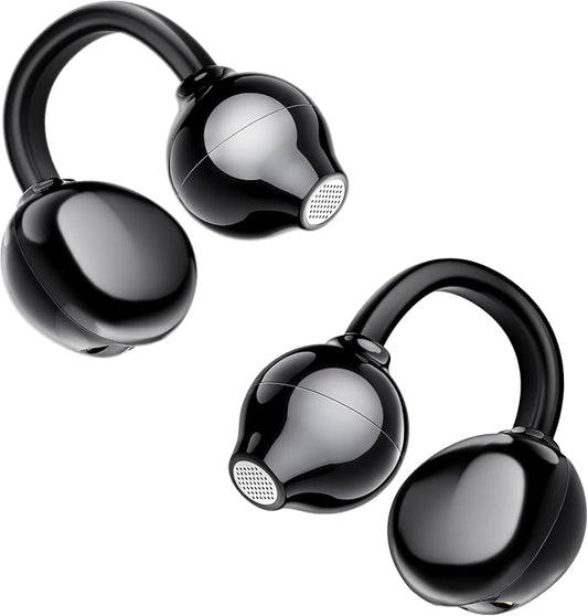 AI Clip on Earbuds Wireless Bluetooth 5.4 Earphones, Open Ear Headphones with Mic, 40H Play, Waterproof Design, 4g Ultra-Lightweight Sports Ear Clip Earbuds, Comfortable for Glasses Wearers Workouts