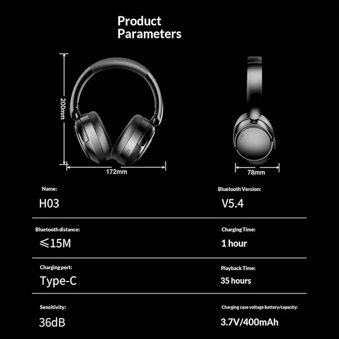 Noise Cancelling Headphones,Wireless Bluetooth 5.4 Over-Ear Headphones,ANC Active Noise Canceling, Long Battery Life, and a Foldable Design Make it Suitable for Travel, Sports, and Gaming. (3pcs)