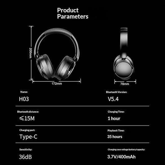 Noise Cancelling Headphones,Wireless Bluetooth 5.4 Over-Ear Headphones,ANC Active Noise Canceling, Long Battery Life, and a Foldable Design Make it Suitable for Travel, Sports, and Gaming. (2pcs)