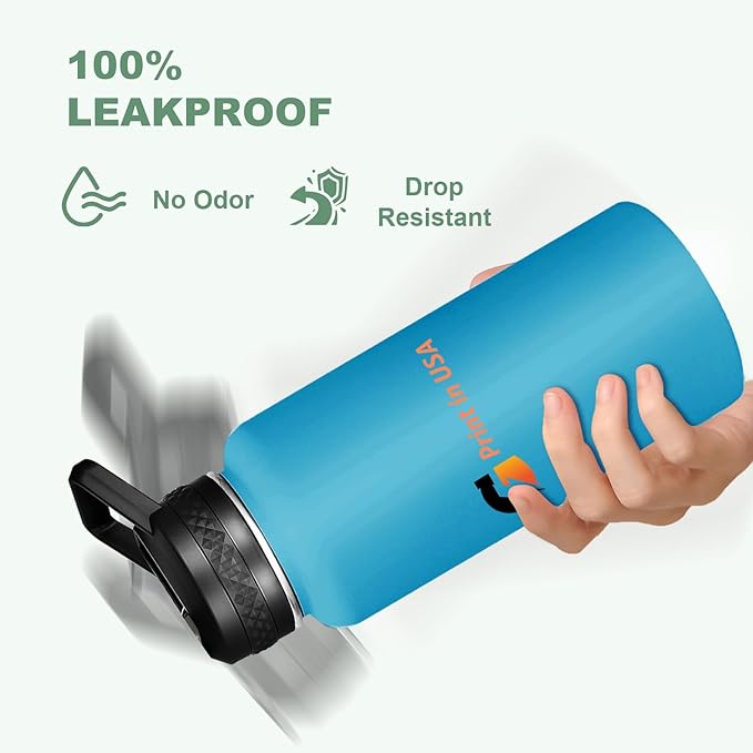 Personalized Custom Print in USA Water Bottle 50Pcs 32oz Stainless Steel Double Wall Coffee Cup with Lid & Straw Insulated Tumbler with Colorful Text Logo Photo