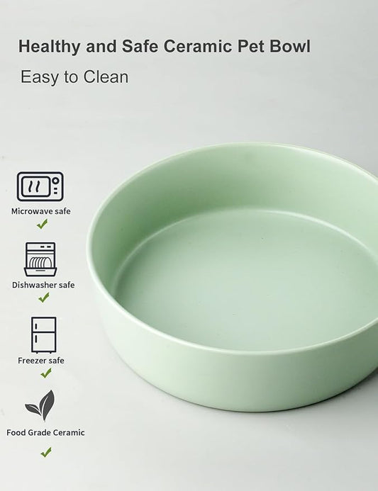 UBEE Ceramic Dog Bowl, 7 inch Dog Dish Dog Food Bowl, Pet Food Water Dish Feeding for Medium Small Dogs and Large Cat, Sage Green