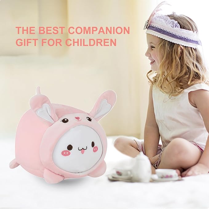 Kids Travel Pillow - 2-in-1 Deformable Kids Neck Pillow for Traveling, Soft U-Shaped Pillow with Adorable Animal Design, Comfy Sleep and Play, Ideal for Airplanes and Traveling (QQ Pink Rabbit)