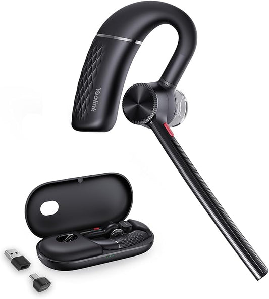 Yealink Bluetooth Headset BH71 Pro,Teams Zoom Certified,Single Ear Wireless Headset with Charging Case,Bluetooth Earpiece with Noise Canceling Mic,Type-C/A USB Dongle,Connect Mobile/Mac/PC,