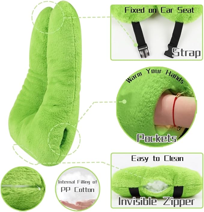 Sexysamba Travel Pillow with Sleep Mask Set Car Pillow Kids Travel Pillow for Sleeping U Shaped Car Seat Pillow Head Neck Body Support for Kids and Adults Road Trip Accessories,Green