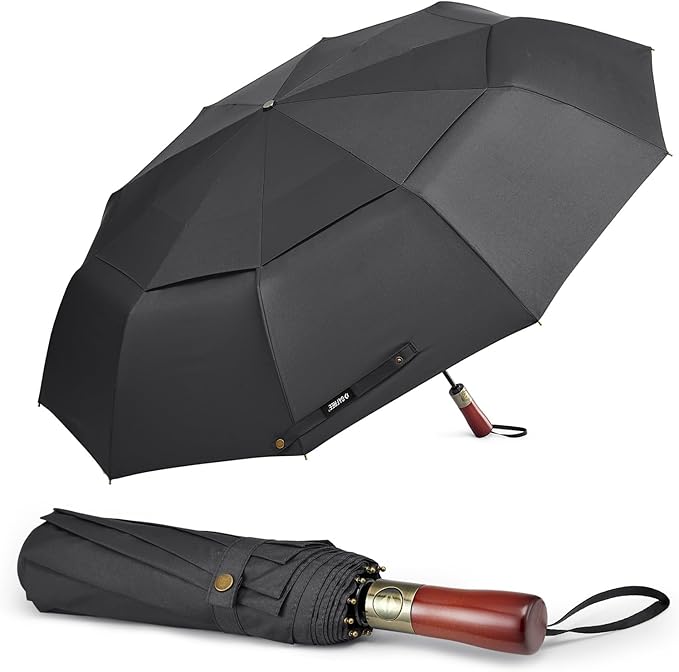 G4Free 54 Inch Large Compact Windproof Golf Umbrella for Rain Oversized Auto Open Close Folding Travel 10 Ribs Vented Double Canopy Umbrella for Women Men