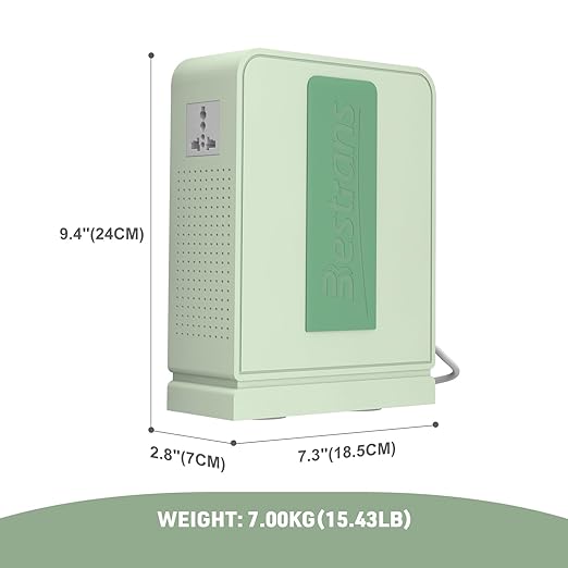 3000W Step Up Transformer 110v to 220v Converter, Heavy Duty Voltage Converter 110v to 220v with Dual Outlets, Overload Protection & Ultra-Quiet Design for Home Appliances, Light Green