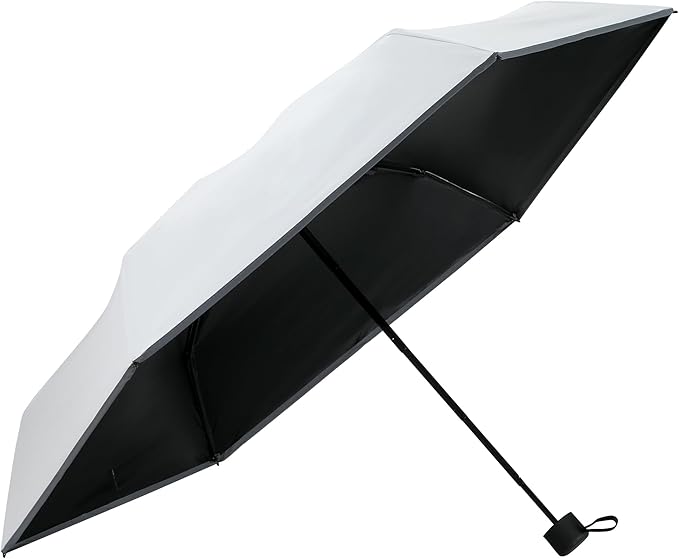 GAOYAING Mini Compact Travel Umbrella with Reflective Safety Stripes, Portable Folding Design with Case