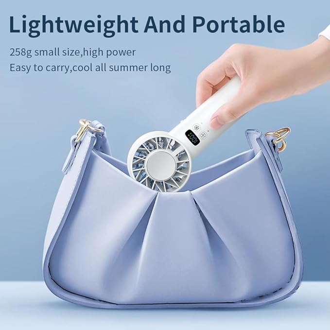Portable Handheld Fan, Rechargeable 5200mAh Battery, Personal Mini Fan Rapid Cooling High Speed Turbo 100 Speed Adjustable, Digital Display, Travel Camping Outdoor Indoor Office, Gift for Women Men