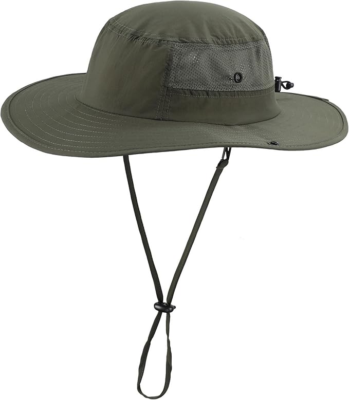 Home Prefer UPF50+ Mens Sun Hat Wide Brim Womens UV Protection Beach Bucket Hat for Fishing Hiking Snap Up Cowboy Hat