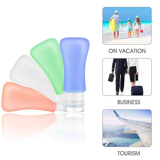 14 Pack Silicone Travel Bottles Set, Leak Proof Travel Size Containers, Perfect For Personal Travel (Green)