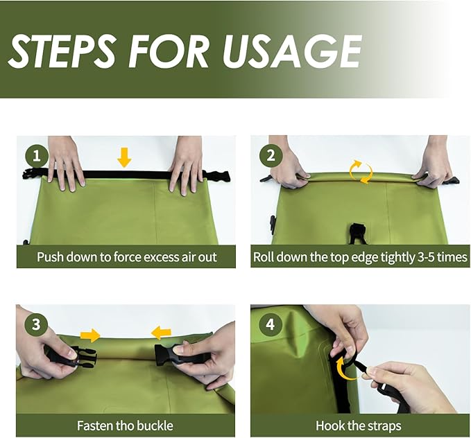 20L/30L Dry Bag Large Waterproof Bag Roll-Top Heavy Duty Fishing Duffel Bag with Durable Straps for Kayaking Paddle boarding Boating Rafting Fishing