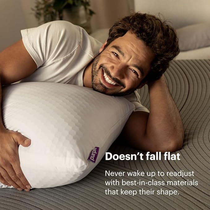 Purple Harmony Pillow - King Low, Greatest Pillow Ever Invented, 360º Hex Grid & Talalay Latex Core - No Pressure Support, Stays Cool, Luxurious Comfort