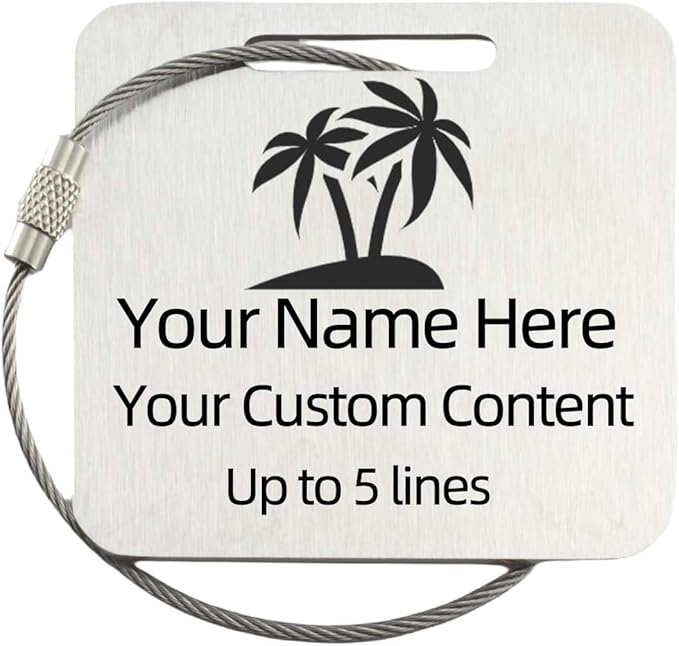 Sturdy and Durable Personalized Luggage Tags for Suitcases,Cruise Essentials Travel Tags for Luggage,Travel Bag Labels,Travel Essentials Heavy-Duty Stainless Steel Silver Square Suitcases Tags
