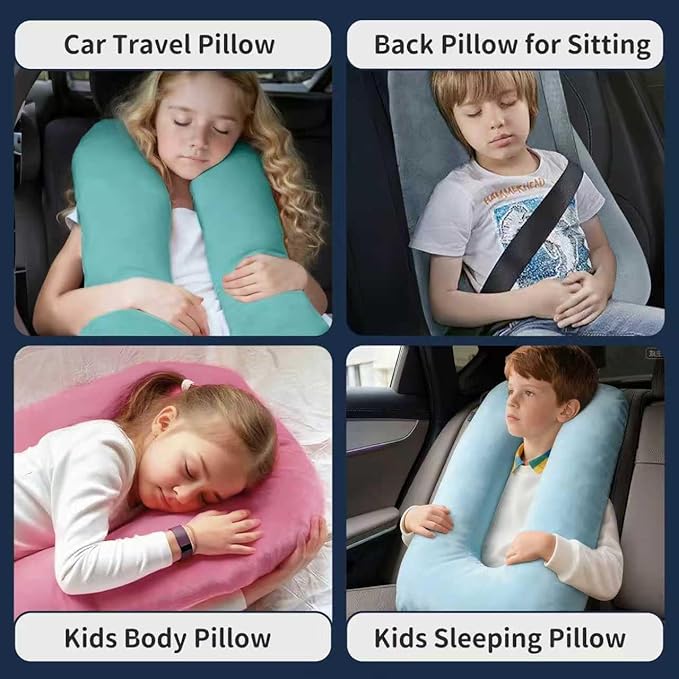 Car Pillow for Kids, Car Pillow, Travel Pillow Cushion for Car and Adults, Support Head and Neck on Road Trips, Grey