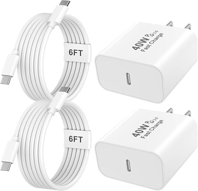 iPhone 17 16 15 Charger Fast Charging, 2 Pack 40W USB C iPhone 17 16 15 Pro Max Charger Block & 6FT Type C Charging Cable Cord for iPhone 17/Air/17 Pro/17 Pro Max/16/16 Pro/16 Pro Max/15/15 Pro Max