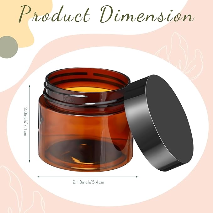 SATINIOR 12 Pack 4 oz Plastic Container Jars with Lids Round Clear Travel Cosmetic Container Slime Jars for Toiletries, Lotion, Cream, Ointments, Makeup, Rhinestone, Samples, Kitchen Storage(Amber)