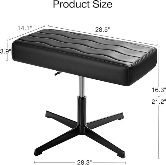 VECELO Under Desk Footrest, PU Ergonomic Foot Rest with Comfort Padding, Height Adjustable for Relieving Leg Pain, Stiffness, Black