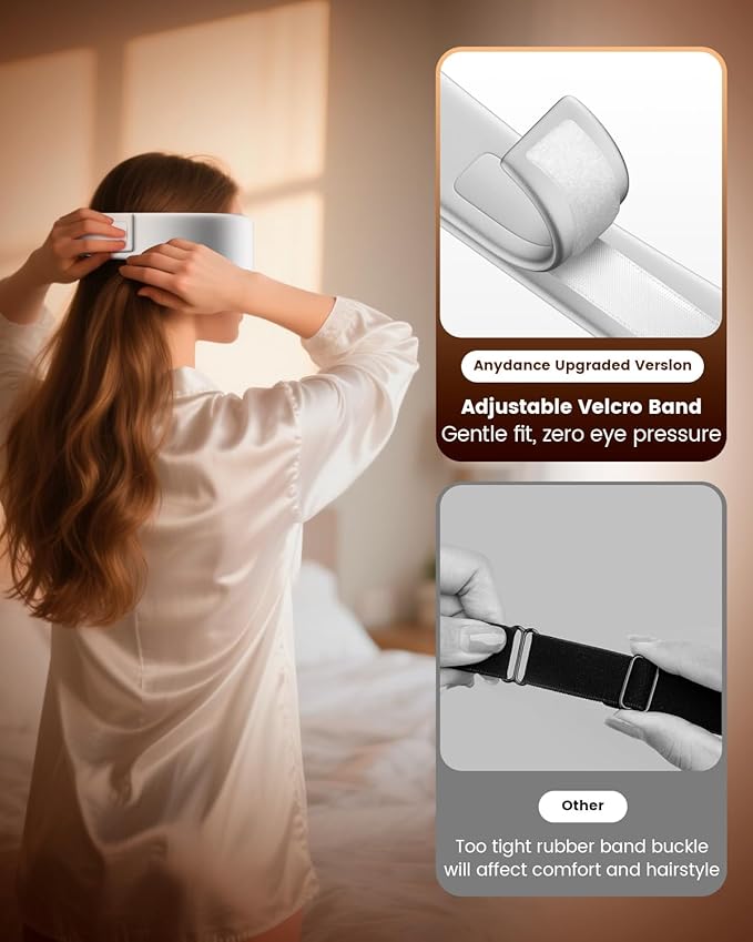 Heated Eye Mask - Cordless Eye Mask for Dry Eyes, Eye Relief, Improved Sleep, Timed Shutdown, 4 Temperature, Washable Eye Heating Pad for Travel, Removable for Cleaning - Grey