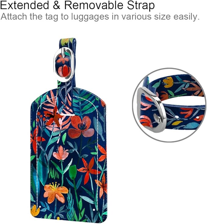 FINTIE 2 Pack Luggage Tags, Leather Name ID Labels with Privacy Cover for Travel Bag Suitcase, Theme - Jungle Night