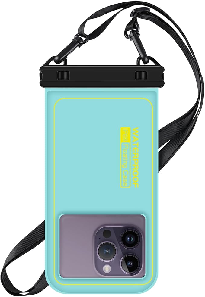 Floating Waterproof Phone Pouch, Water Proof Cell Phone Dry Bag with Adjustable Lanyard, IP68 Waterproof Phone Case for iPhone 16 Pro 15 14 13 Pro Max Samsung Galaxy Google, Up to 6.7'' Green