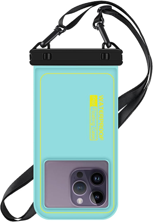 Floating Waterproof Phone Pouch, Water Proof Cell Phone Dry Bag with Adjustable Lanyard, IP68 Waterproof Phone Case for iPhone 16 Pro 15 14 13 Pro Max Samsung Galaxy Google, Up to 6.7'' Green