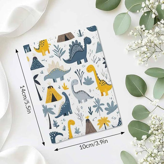 Childish Dino Passport Holder for Travel Creative Cartoon Dinosaur PU Leather Passport Cover Wallet Cute Passport Card Holder for Women and Men