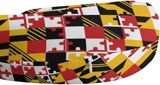 Men’s Comfort U-Shaped Neck Pillow Memory Foam Travel, Maryland State Flag U-Shape, Breathable Car Airplane Support