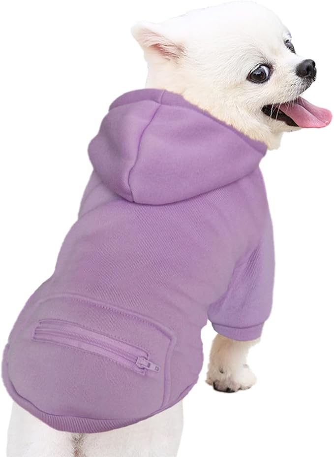 Jecikelon Pet Dog Cold Weather Coat with Pocket Winter Dog Hoodie Warm Puppy Clothes for Small Dogs Chihuahua Clothing (Purple, X-Large)
