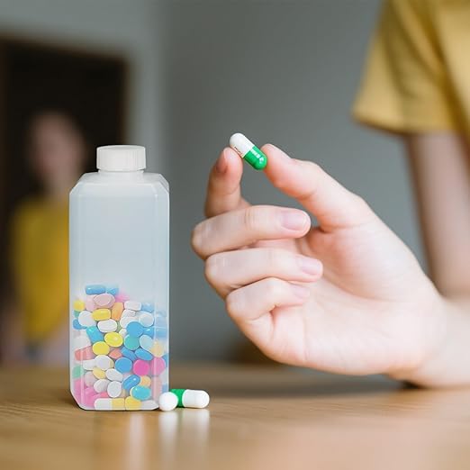 18oz Leak Proof Plastic Bottles with Caps, Laboratory Reagent Bottle, Reusable Small Pill Storage Containers for Travel, Classrooms, Home (2 pack translucent)