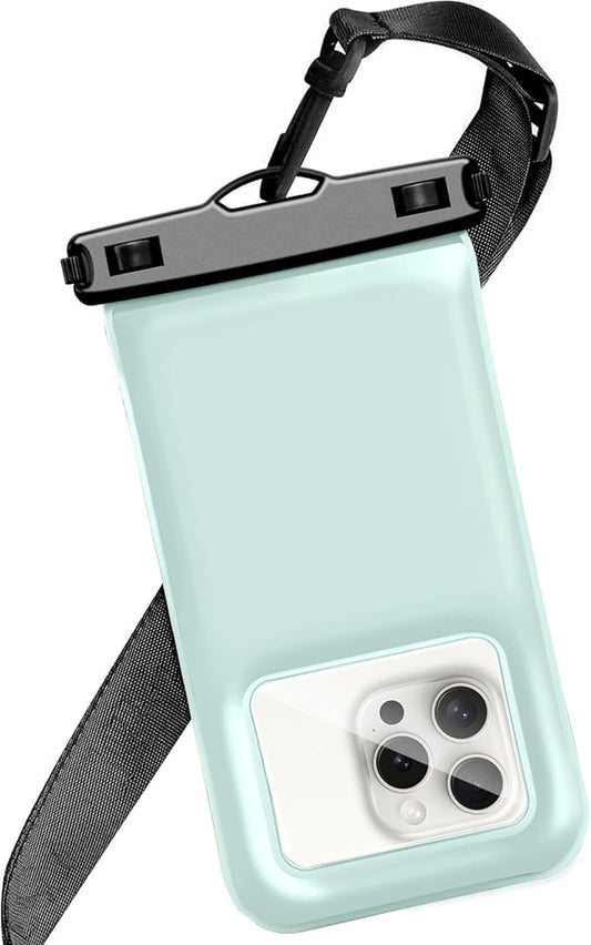 Floatable Soap Bubble Waterproof Phone Pouch/Case with Crossbody Lanyard for iPhone 17 Series 16 Pro Max/15 Pro/14/13/12, IP68 Cellphone Dry Bag Beach Cruise Ship Essentials, 1 Pack-Blue-7″