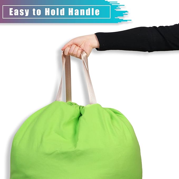 LOLOMLO Extra Large Canvas Laundry Bags with Handles & Drawstring Closure, Heavy Duty Tears Resistant Clothes Storage Travel Bags,25.5"x34",Green
