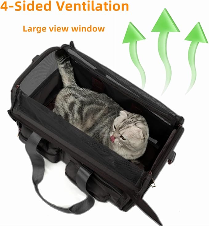 Cat Carrier, Small Dog Carrier for Small Medium Pets Up to 15 Lbs，Pet Carrier Airline Approved,Soft-Sided Puppy Travel Bag with Safety Zippers,Chihuahua Carry Case, Kitty Cloth Cage