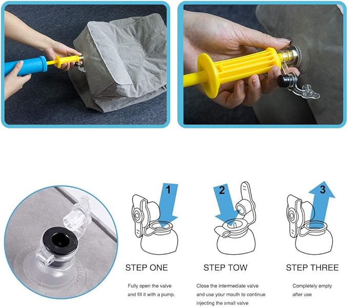 ZIQIAN Inflatable Travel Foot Rest Pillow Portable Adjustable Three Layers Height Foot Stool for Airplanes, Cars, Home, Trains, Office to Lay Down or Sleep on Long Flights with Pump (Gray 2PACK)