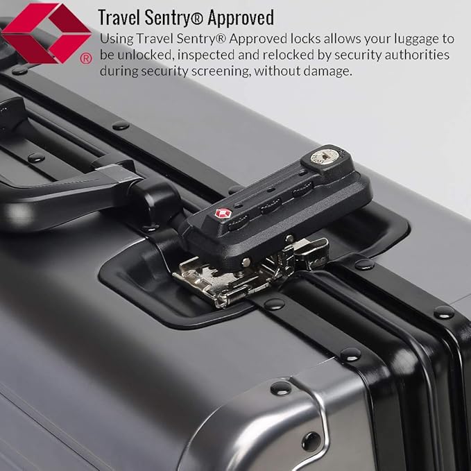25-inch Aluminum Checked Luggage: Gunmetal Gray - Full Metal Shell - Crush-Resistant & Burst-Proof, TSA Lock & Spinner Wheels for Business Travel - Men Women