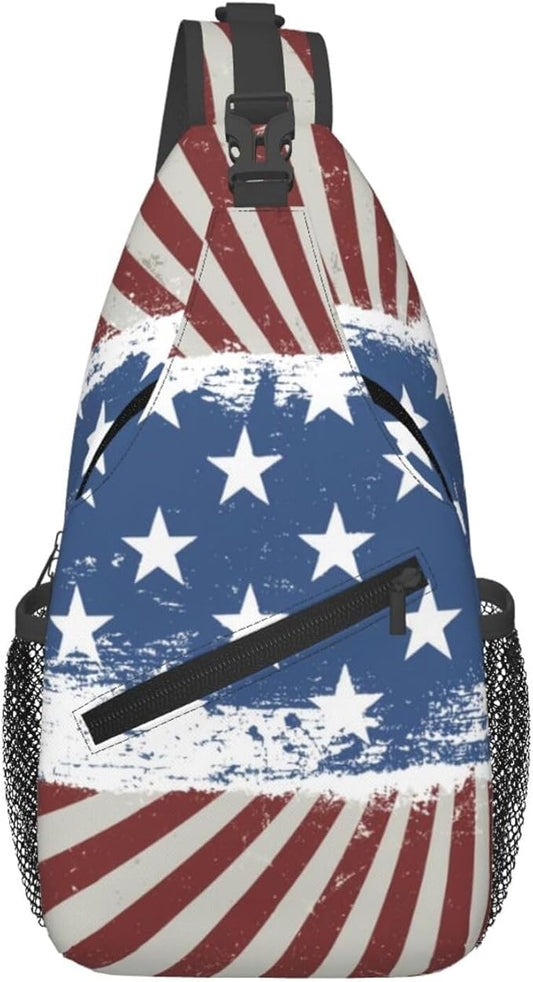 American Flag Sling Bag Multipurpose Crossbody Sling Backpack Travel Cycling Hiking Shoulder Bag For Women Men