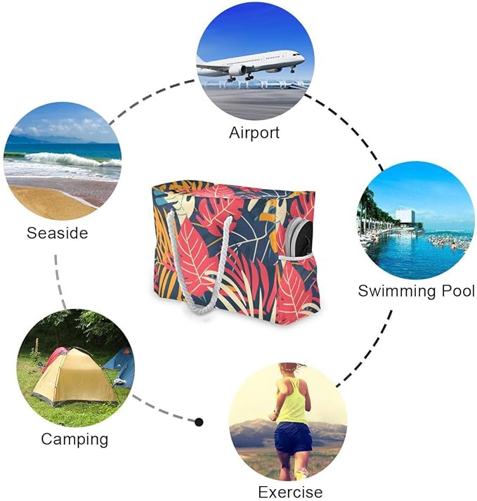 senya Large Beach Shoulder Bags Canvas Tote Water Resistant for Gym Travel Daily