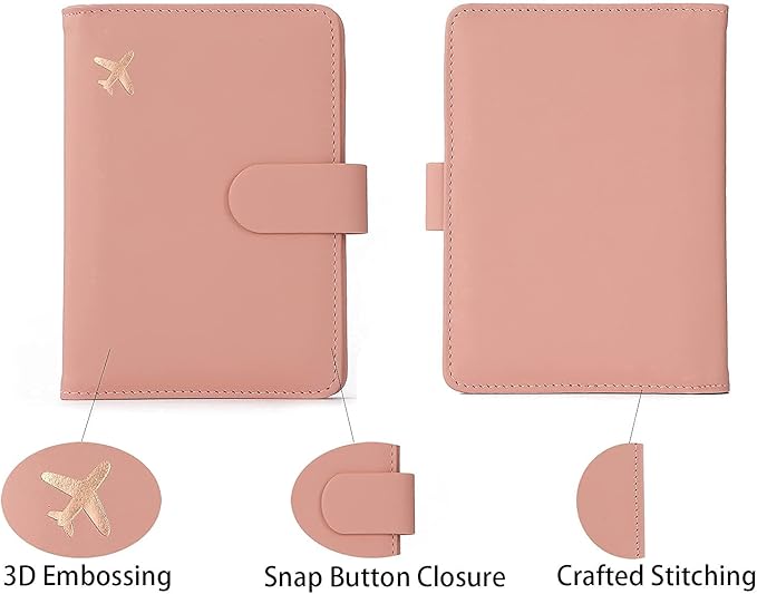 Melsbrinna Premium Leather Passport Holder Covers Case, Waterproof Rfid Blocking Travel Wallet Passport Holder with Pen Holder, Cute Passport Book for Women/Men