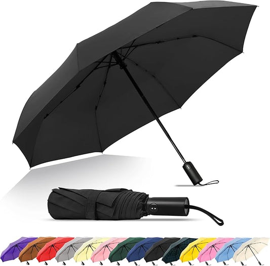 SoulRain Travel Umbrella - Compact Umbrella for Rain - Perfect Large Auto Folding Umbrella - Ideal Car umbrella, Small umbrella, and Travel Companion