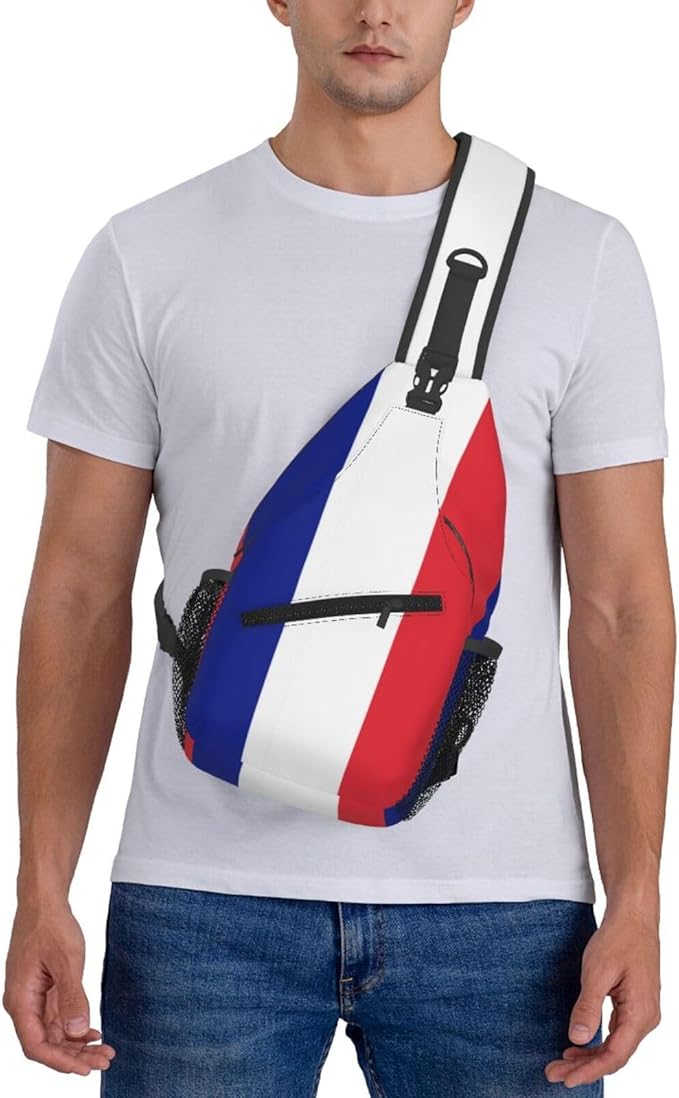 France Flag Sling Bag Multipurpose Crossbody Sling Backpack Travel Cycling Hiking Shoulder Bag For Women Men