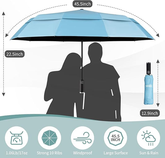 Seniny Windproof Travel Umbrella, Automatic Umbrellas for Rain, Portable & Compact Umbrellas for Backpack, Strong UV for Protection, Folding Small Sun Umbrella for Car, Walking