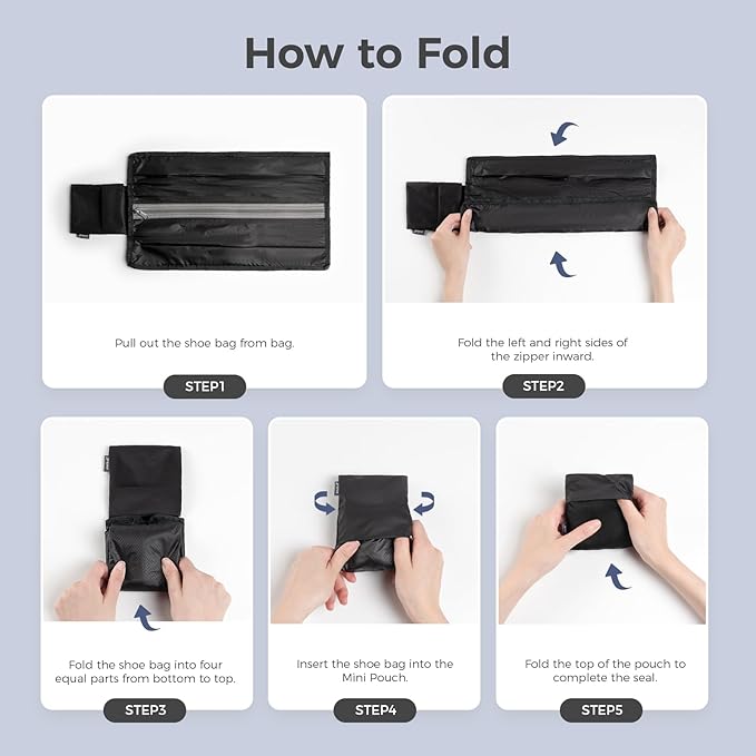 pack all Foldable Shoe Bag for Travel, Water-Resistant Ultralight Shoe Pouch for Gym, Odor-Resistant Soccer Cleats Bag for Sport (Dual Pocket Version)