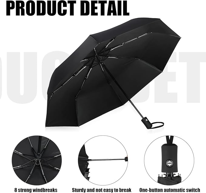 Jexine 6 Pcs Travel Compact Umbrella Automatic Open Close Windproof Small Light Backpack Purse Car Portable Collapsible Umbrella for Rain, Men Women