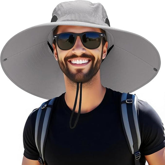 Super Wide Brim Fishing Hat for Men and Women,UPF50+ Waterproof Bucket Hat for Fishing, Hiking, Camping