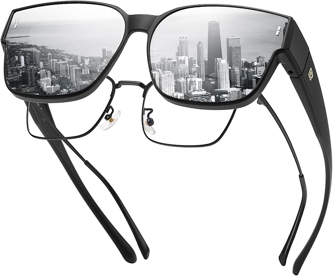 DUCO Fit Over Sunglasses for Men Women Wear Over Glasses Retro Wrap Around Polarized Sun Glasses UV400 Protection DC8981
