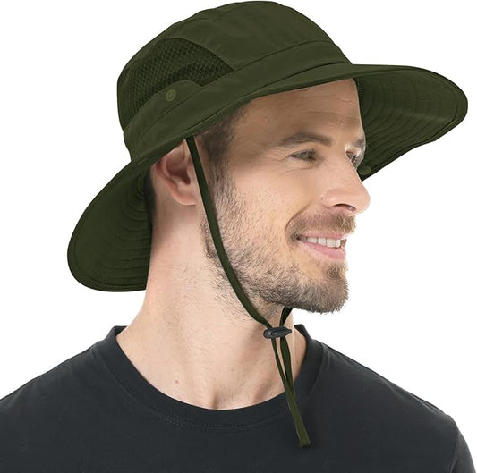 Sun Hat for Men Women UPF 50+ Fishing Hats Waterproof Wide Brim Boonie Bucket Hat for Safari Beach Hiking Garden