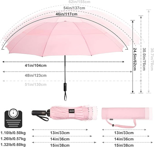 G4Free 42/46/54/62 Inch Large Golf Umbrella Compact Reverse Travel Umbrella 10 Ribs Windproof for Rain Double Canopy Automatic Open Close