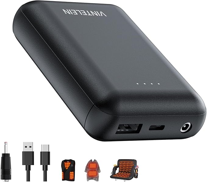 7.4V 5V Heated Vest Battery Pack 10000mAh - Rechargeable Power Bank for ORORO, Arris, DR.Prepare, KOVNLO, TIDEWE & Other Electric Heating Vests/Jacket/Hoodie/Blanket/Camping Chair/Seat Cushion