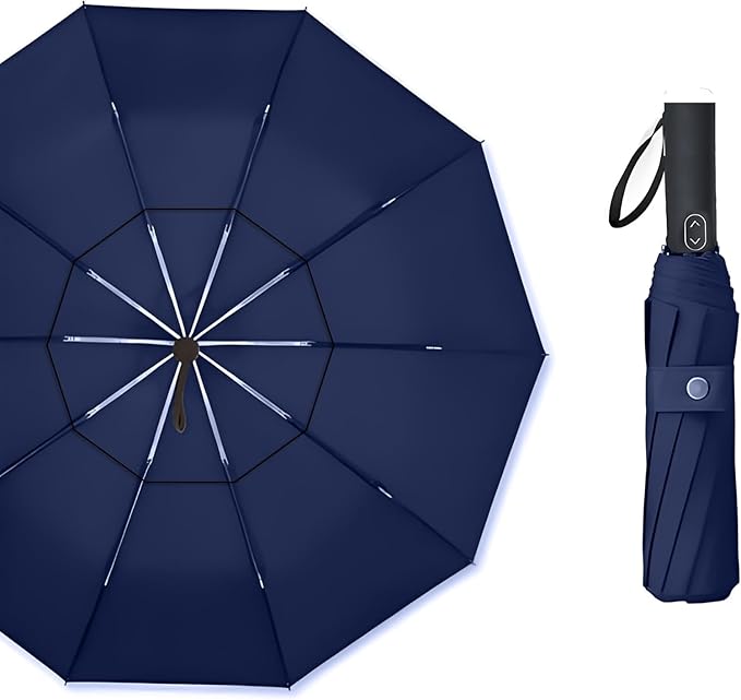 MRTLLOA 49/54/62 Inch Large Folding Golf Umbrella, Oversize Double Canopy Vented 10 Ribs Windproof Compact Travel Umbrellas for Rain