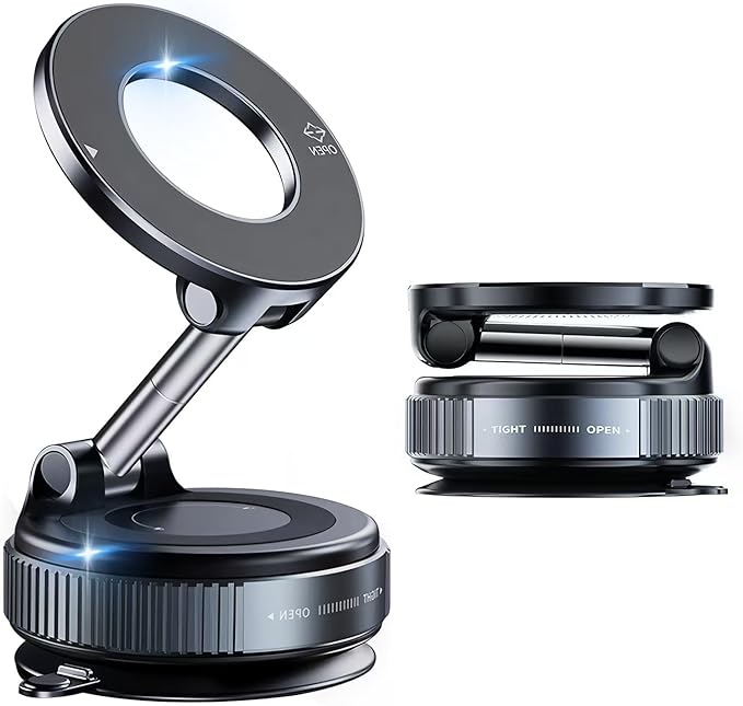 Magnetic Car Phone Holder for Magsafe [96+LBS Suction & 2800gf Magnetic],360°Adjustable Vacuum Suction Cup Car Phone Mount,Car Mount for iPhone 17 Pro Max 16 15 14 13 12 and All Smartphones